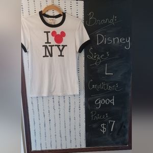 DISNEY: Black and White Retro Ringer Shirt with Red Gitter Mickey